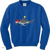 Hammerhead Shark Xmas Tree Lighting Santa Shark Christmas Gift Kids Sweatshirt thumb 0