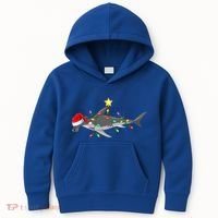 Hammerhead Shark Xmas Tree Lighting Santa Shark Christmas Gift Kids Hoodie thumb 0