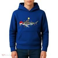 Hammerhead Shark Xmas Tree Lighting Santa Shark Christmas Gift Kids Hoodie thumb 4