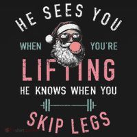 He Sees You When YouRe Lifting Skip Legs Santa Christmas Women's Hoodie thumb 2
