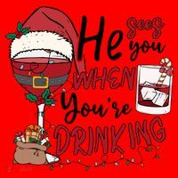 He Sees You When You're Drinking Funny Santa Hat Christmas Lights Santa Hat thumb 1