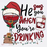 He Sees You When You're Drinking Funny Santa Hat Christmas Lights Women's Tank Top thumb 5