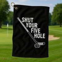Hockey Shut Your Five Hole Goalie Golf Towel thumb 1