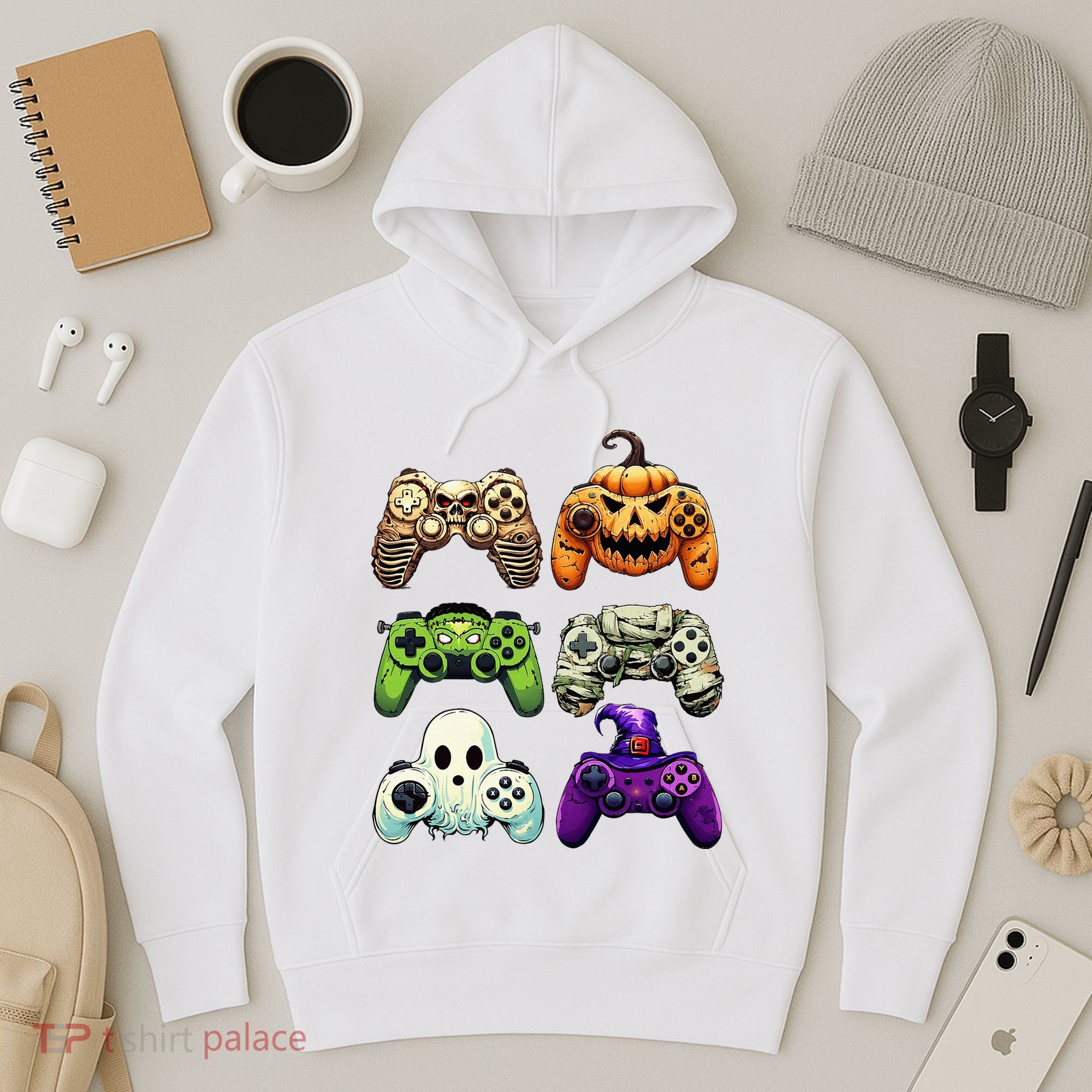 Halloween Skeleton Zombie Gaming Controllers Mummy Hoodie