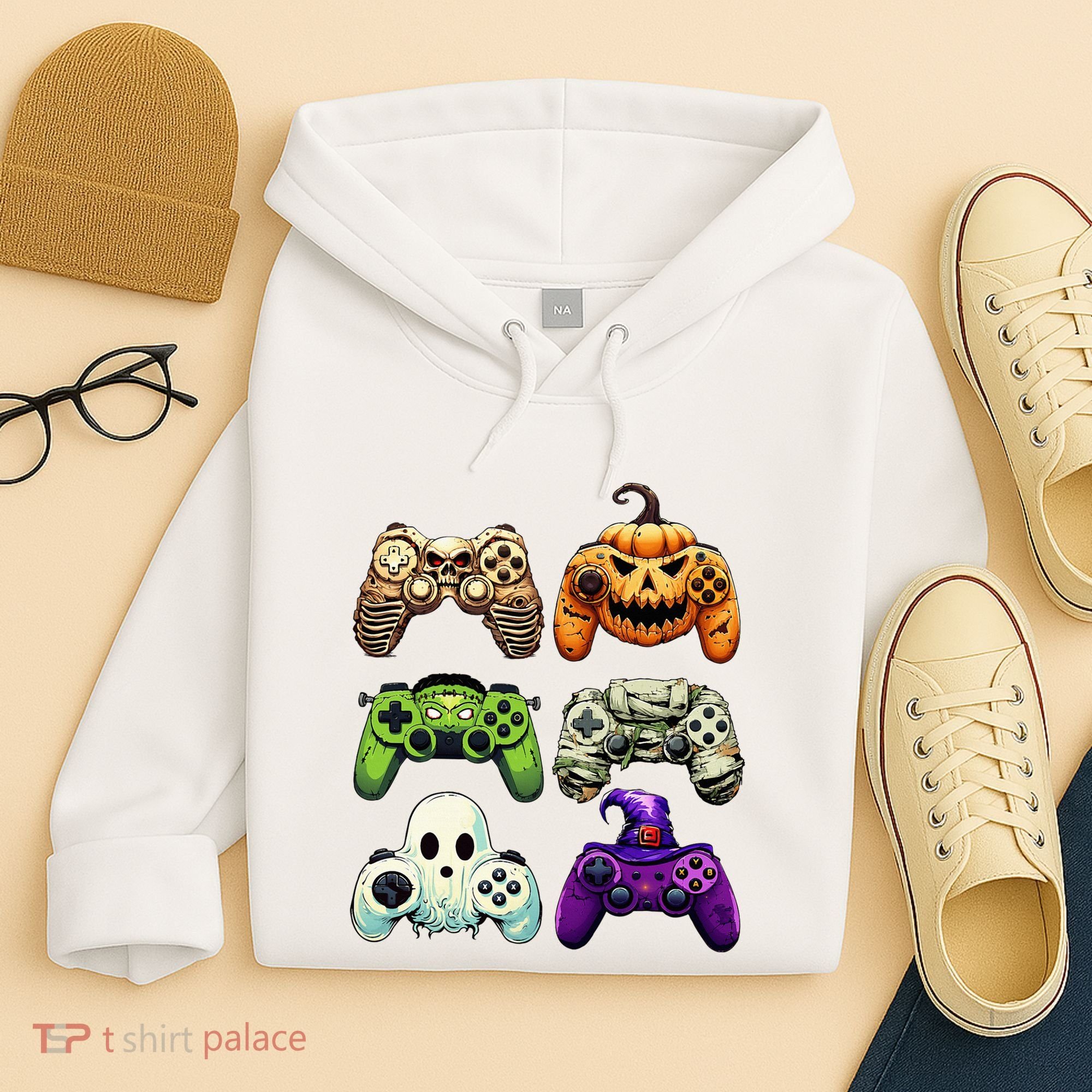 Halloween Skeleton Zombie Gaming Controllers Mummy Hoodie