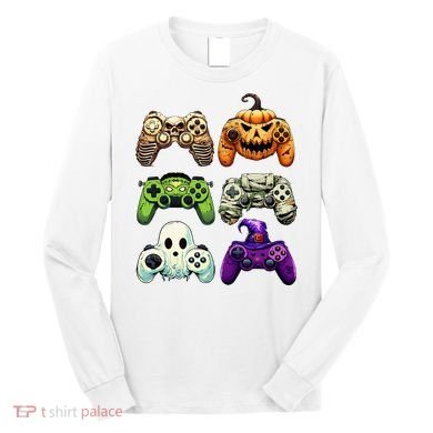 Halloween Skeleton Zombie Gaming Controllers Mummy Long Sleeve Shirt