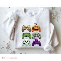 Halloween Skeleton Zombie Gaming Controllers Mummy Sweatshirt thumb 2