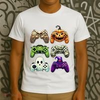 Halloween Skeleton Zombie Gaming Controllers Mummy T-Shirt thumb 3