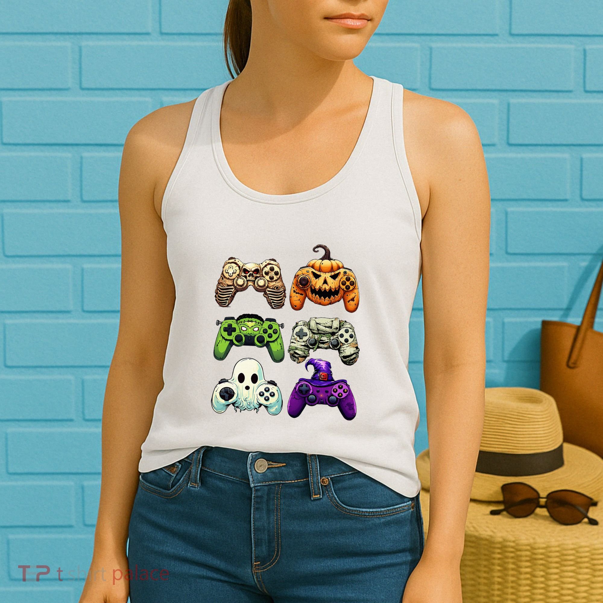 Halloween Skeleton Zombie Gaming Controllers Mummy Women's Tank Top