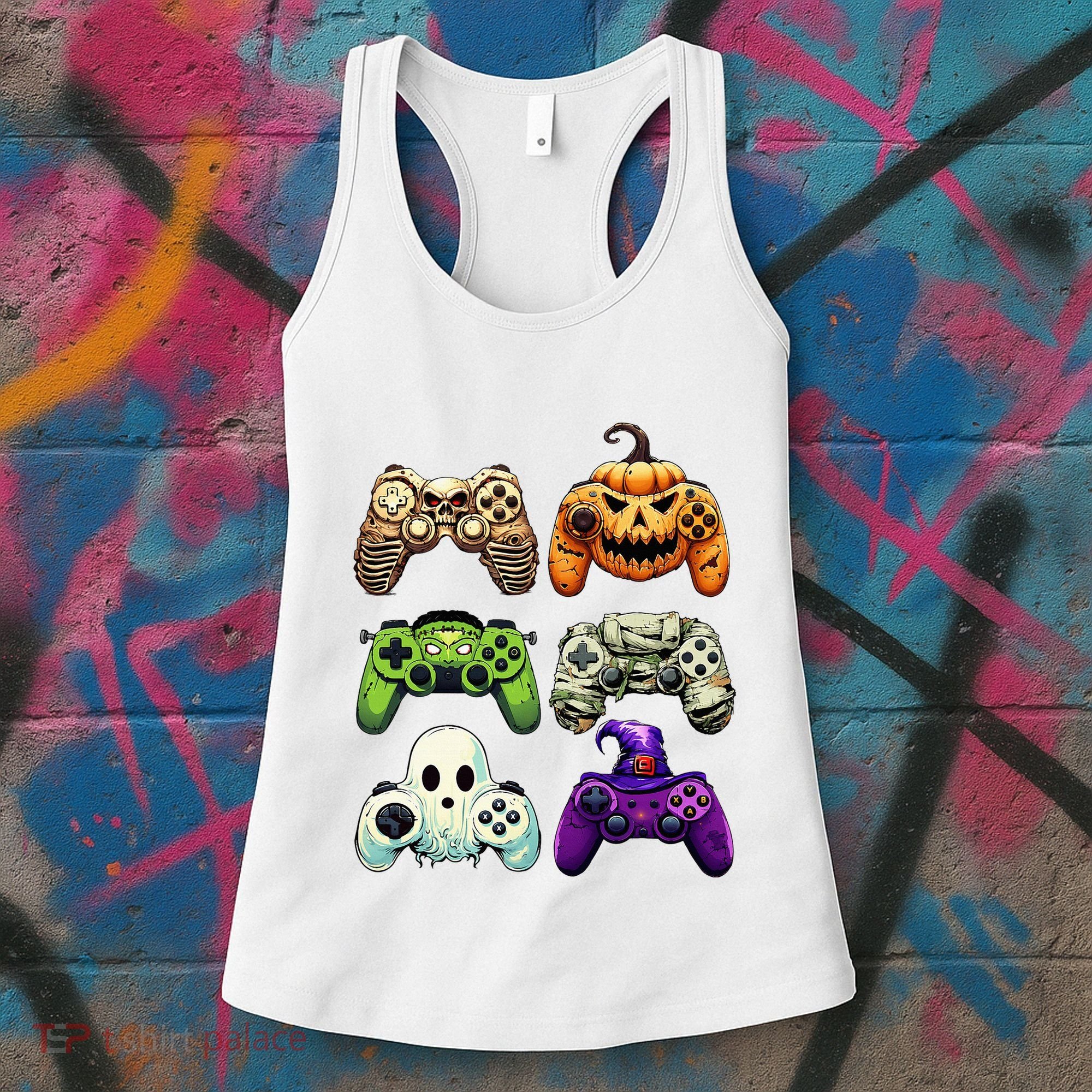 Halloween Skeleton Zombie Gaming Controllers Mummy Women's Tank Top