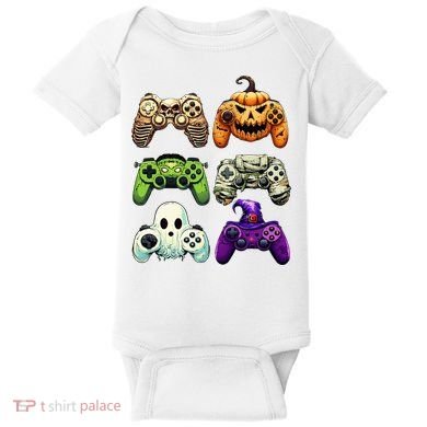Halloween Skeleton Zombie Gaming Controllers Mummy Baby Bodysuit