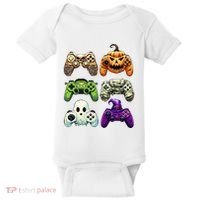 Halloween Skeleton Zombie Gaming Controllers Mummy Baby Bodysuit thumb 0