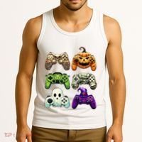 Halloween Skeleton Zombie Gaming Controllers Mummy Tank Top thumb 3