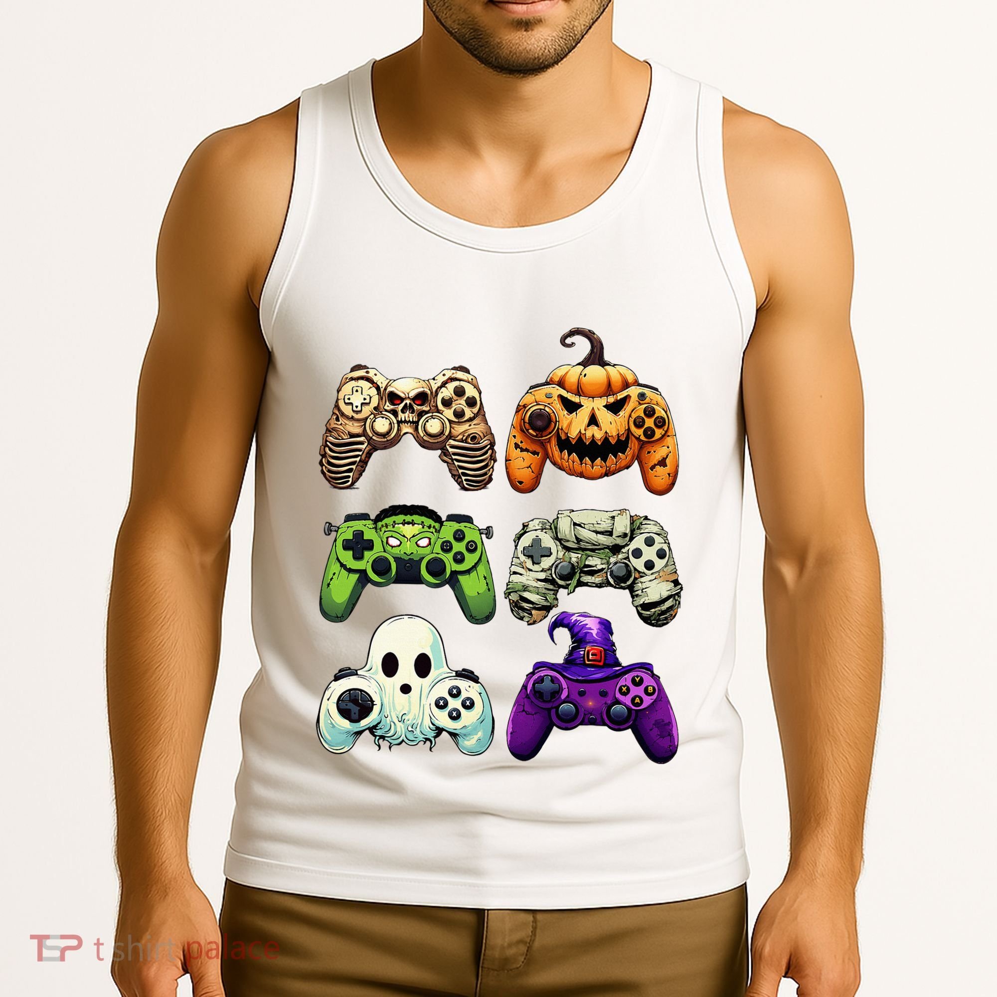 Halloween Skeleton Zombie Gaming Controllers Mummy Tank Top