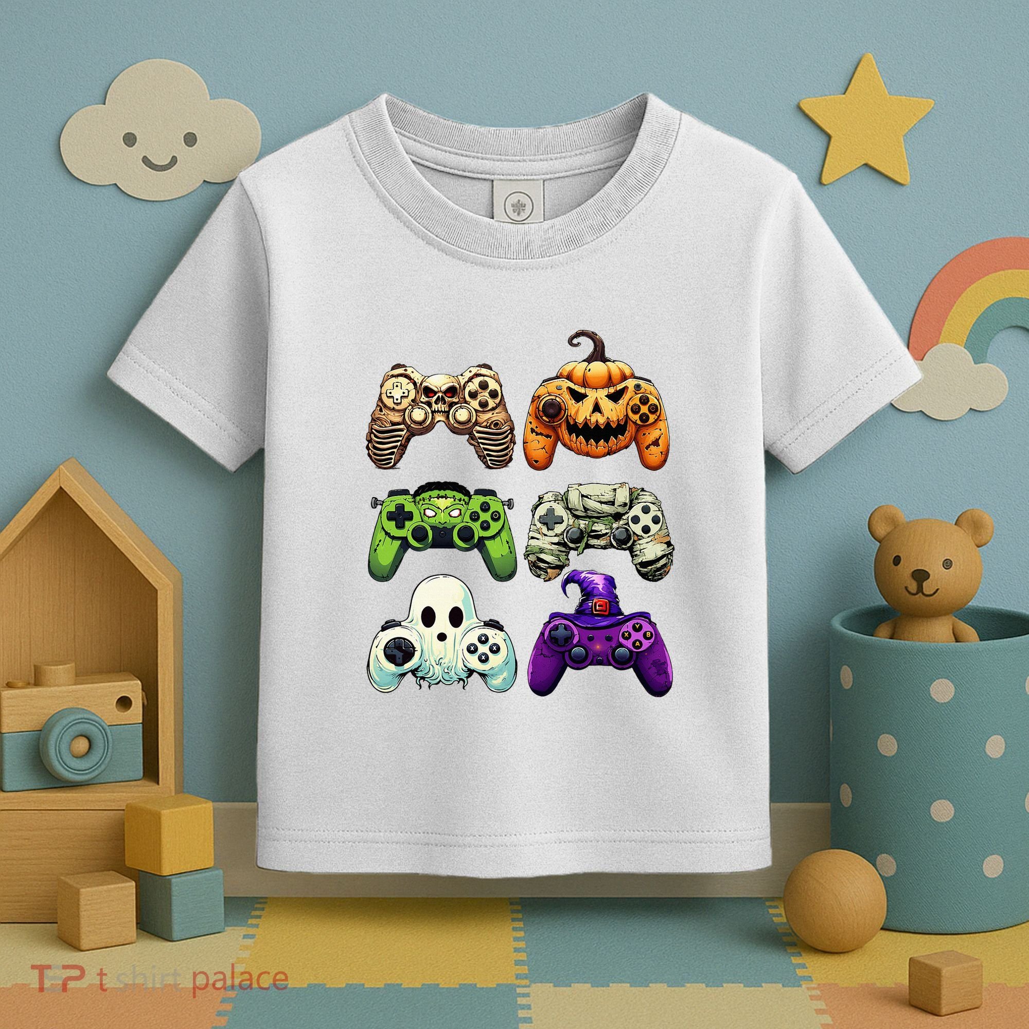 Halloween Skeleton Zombie Gaming Controllers Mummy Toddler T-Shirt
