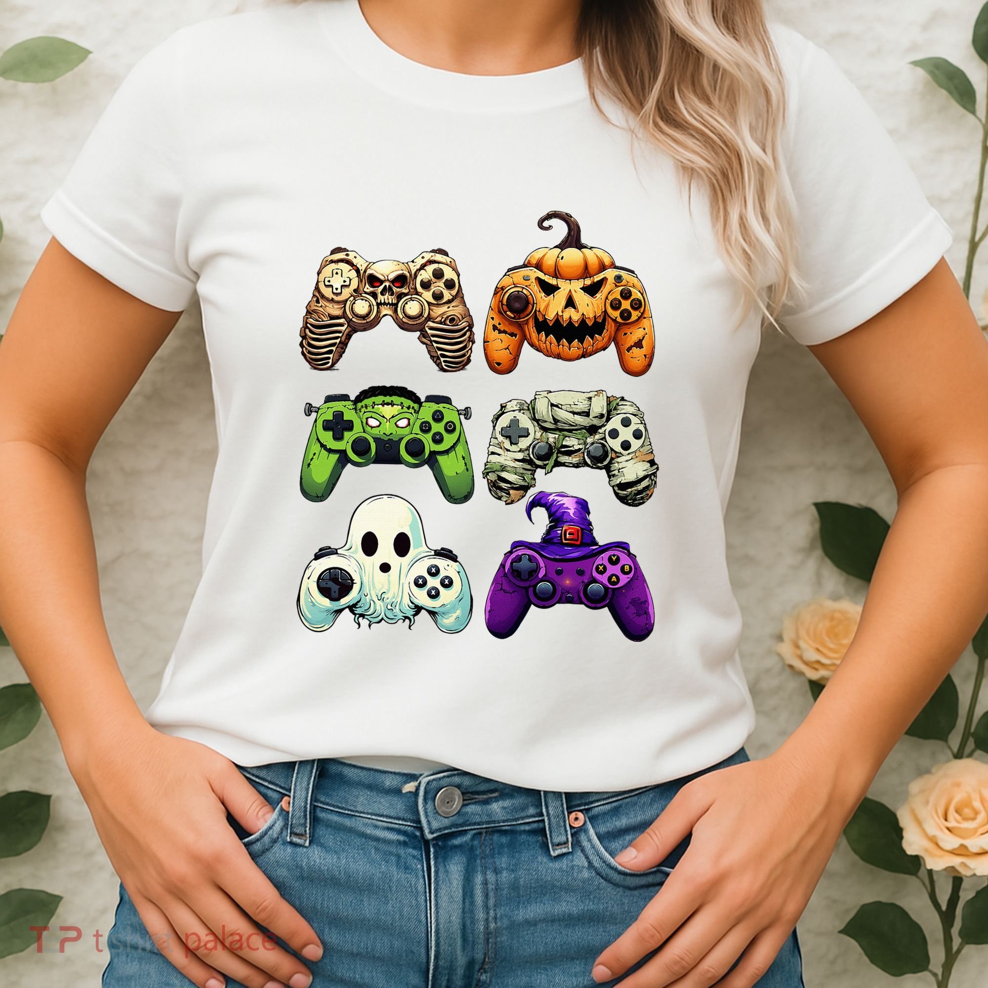 Halloween Skeleton Zombie Gaming Controllers Mummy Women's T-Shirt