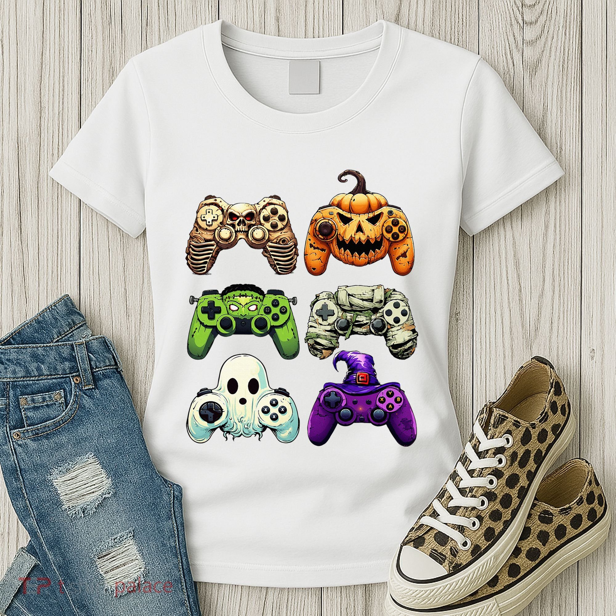Halloween Skeleton Zombie Gaming Controllers Mummy Women's T-Shirt
