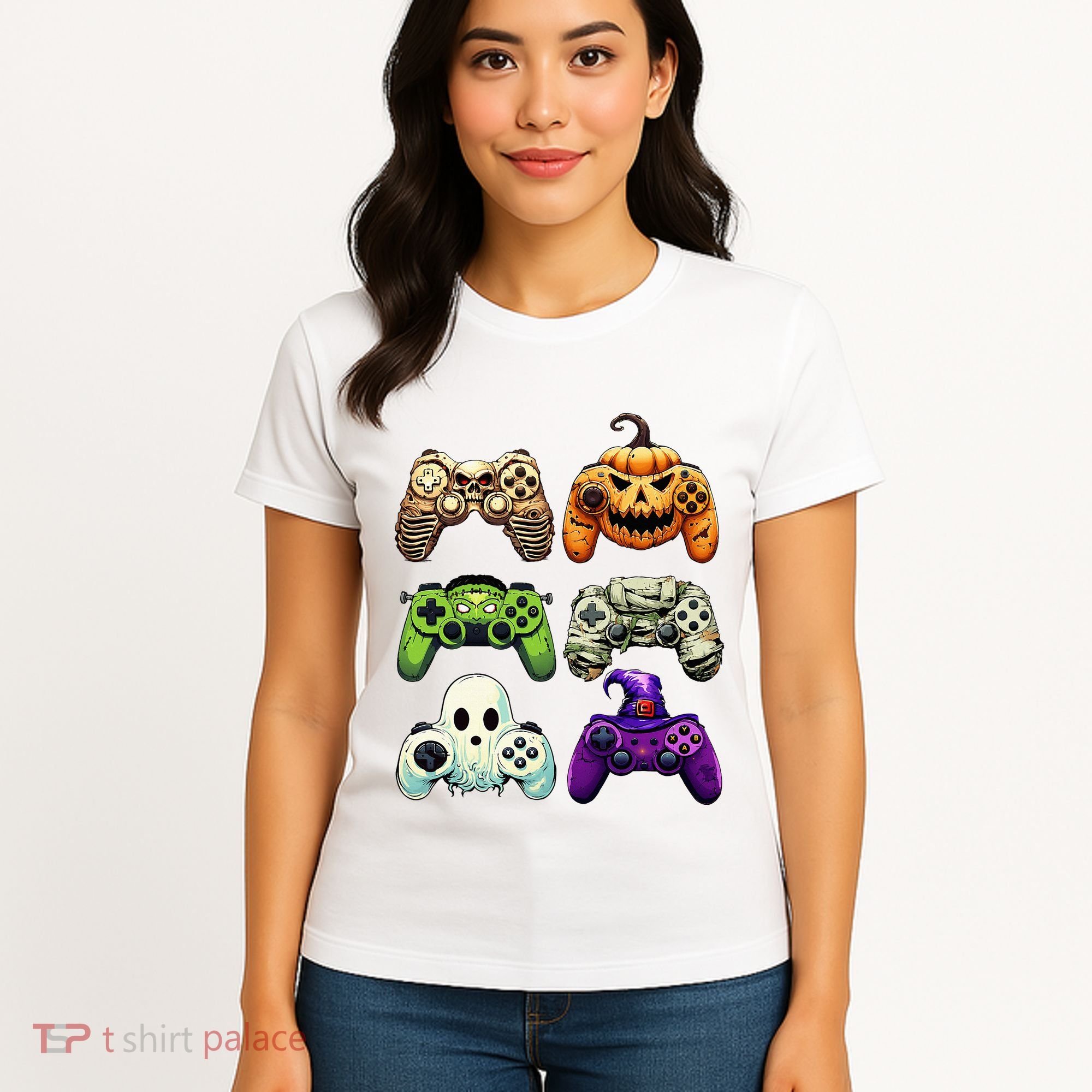 Halloween Skeleton Zombie Gaming Controllers Mummy Women's T-Shirt