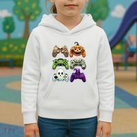 Halloween Skeleton Zombie Gaming Controllers Mummy Kids Hoodie thumb 3