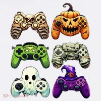 Halloween Skeleton Zombie Gaming Controllers Mummy Kids Long Sleeve Shirt thumb 2