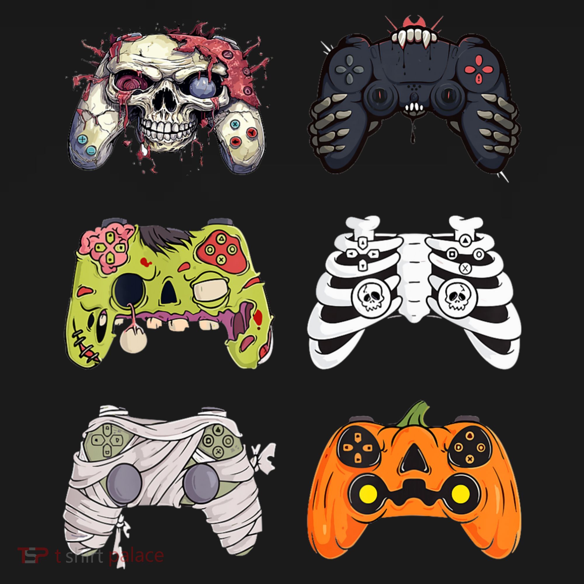 Halloween Skeleton Zombie Gaming Controllers Mummy USA-Made Doggie Bandana