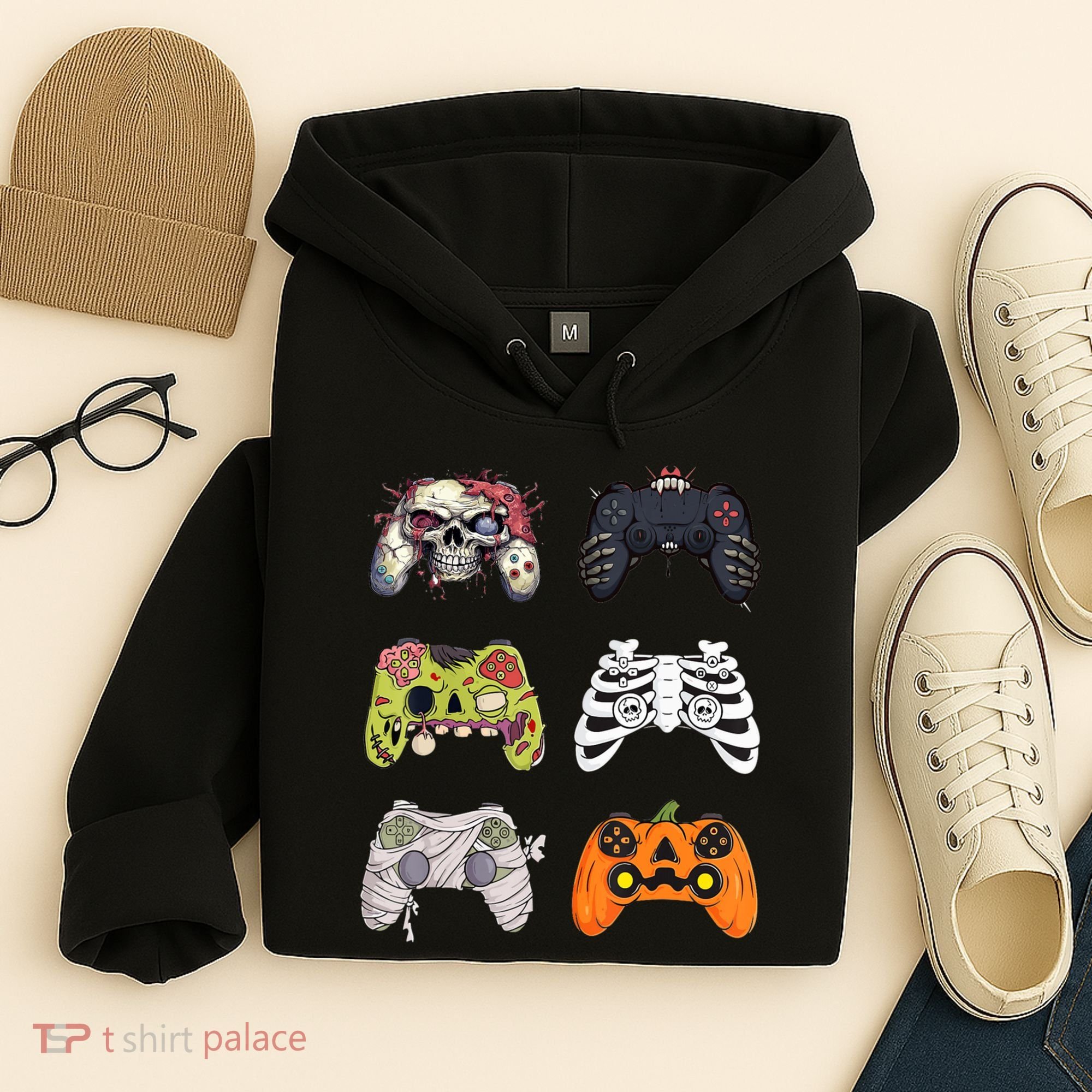 Halloween Skeleton Zombie Gaming Controllers Mummy Hoodie