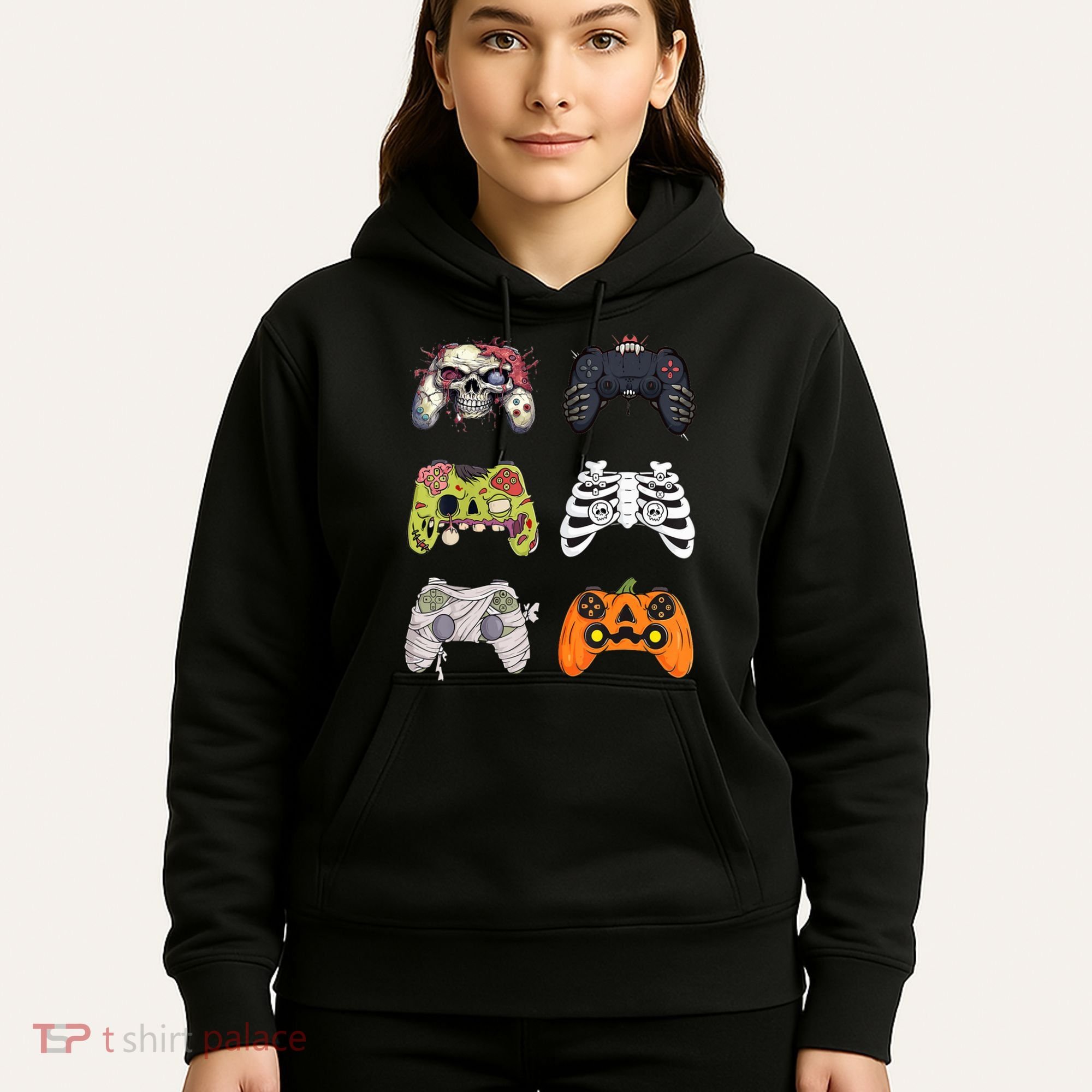 Halloween Skeleton Zombie Gaming Controllers Mummy Hoodie