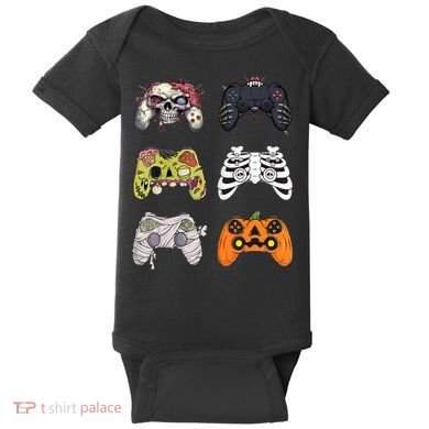 Halloween Skeleton Zombie Gaming Controllers Mummy Baby Bodysuit