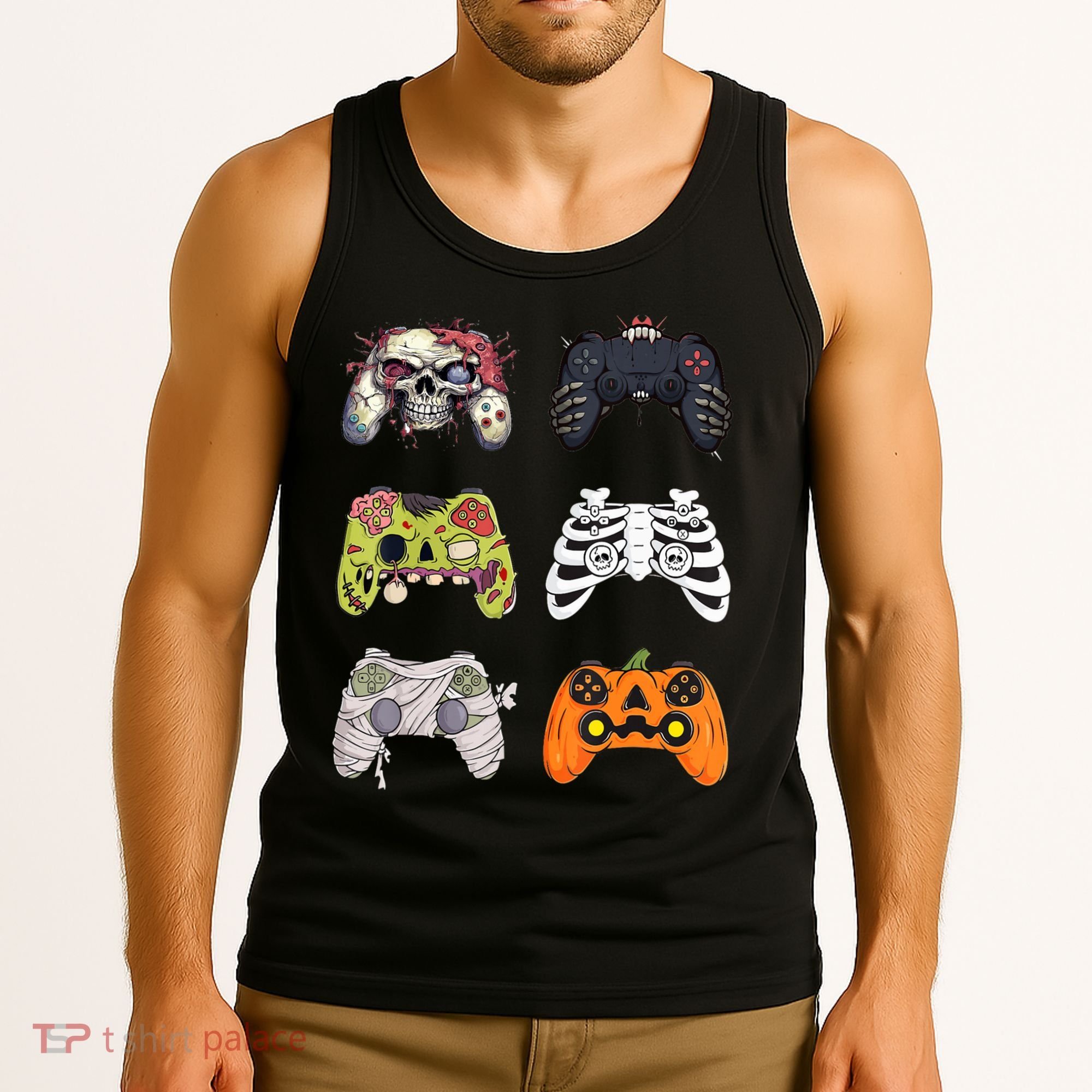 Halloween Skeleton Zombie Gaming Controllers Mummy Tank Top