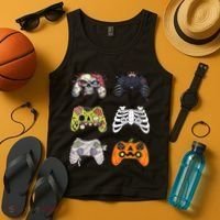 Halloween Skeleton Zombie Gaming Controllers Mummy Tank Top thumb 4