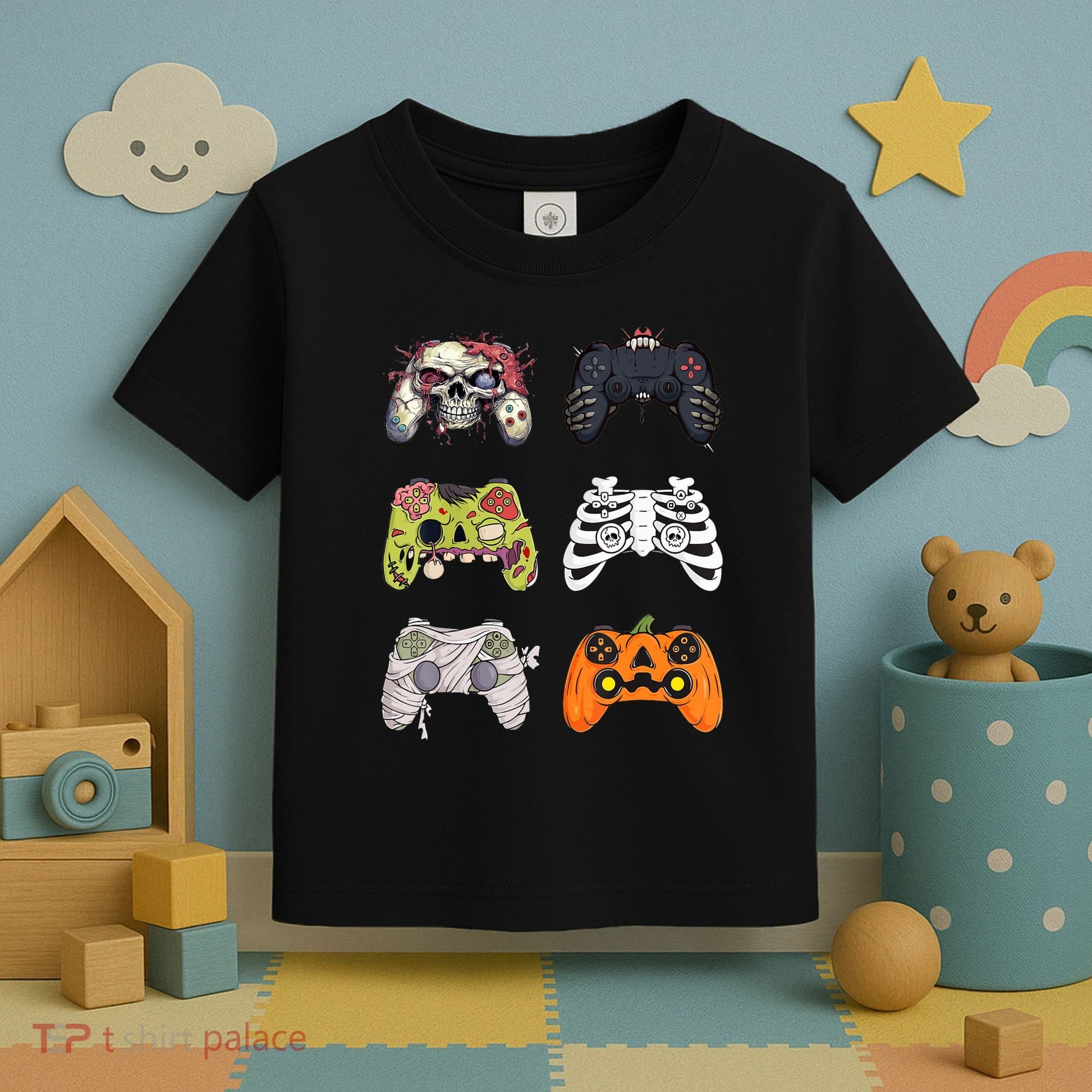 Halloween Skeleton Zombie Gaming Controllers Mummy Toddler T-Shirt