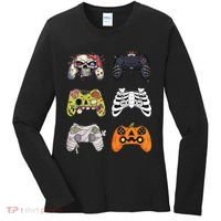 Halloween Skeleton Zombie Gaming Controllers Mummy Women's Long Sleeve Shirt thumb 0