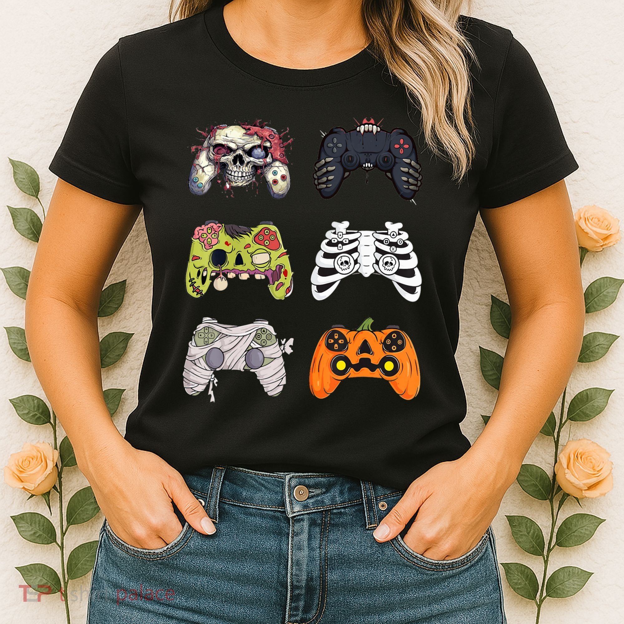 Halloween Skeleton Zombie Gaming Controllers Mummy Women's T-Shirt
