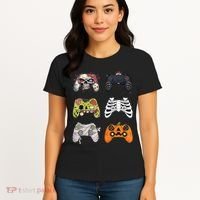 Halloween Skeleton Zombie Gaming Controllers Mummy Women's T-Shirt thumb 4