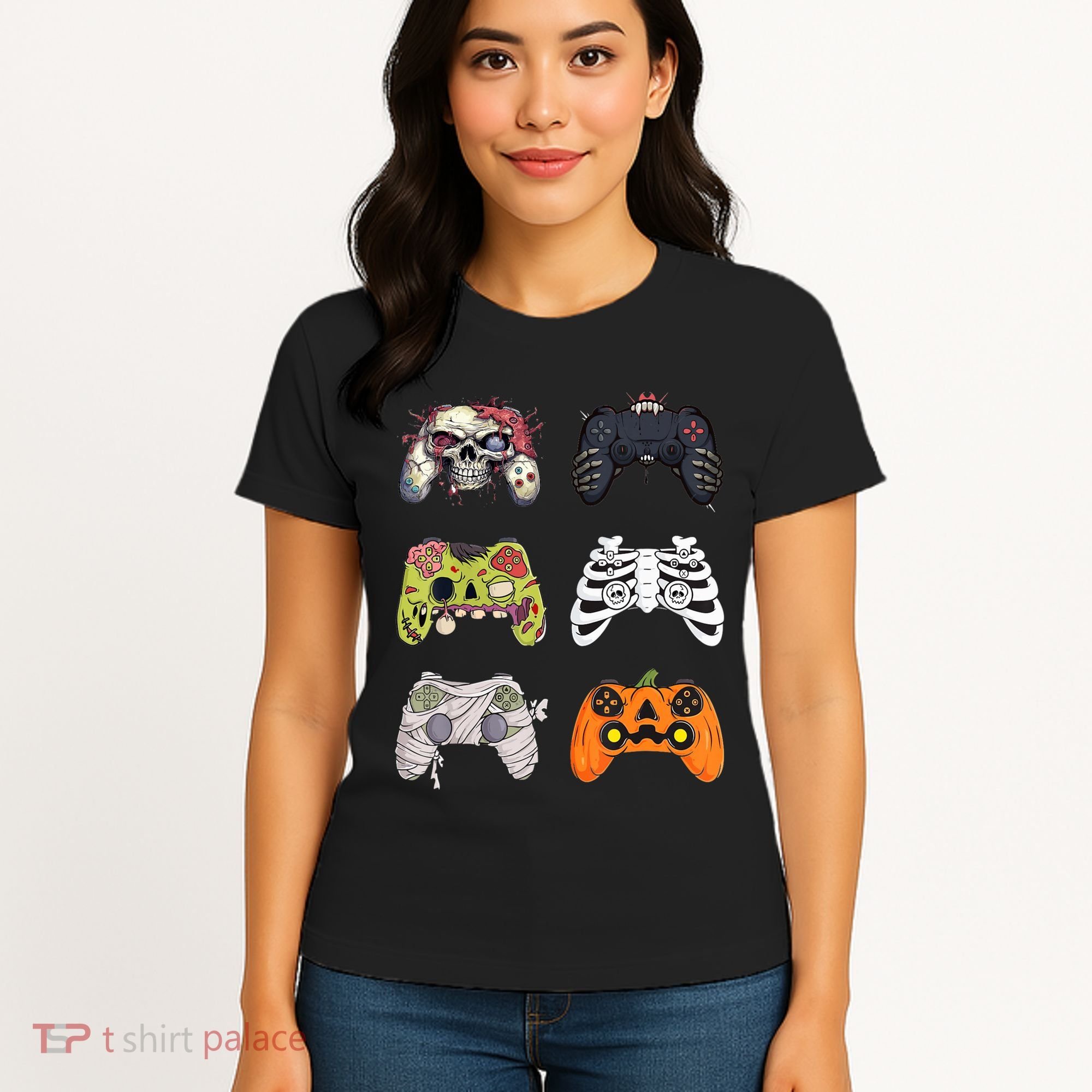 Halloween Skeleton Zombie Gaming Controllers Mummy Women's T-Shirt