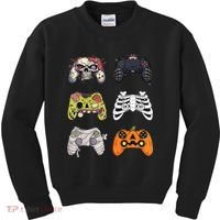 Halloween Skeleton Zombie Gaming Controllers Mummy Kids Sweatshirt thumb 0