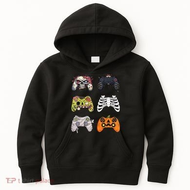 Halloween Skeleton Zombie Gaming Controllers Mummy Kids Hoodie