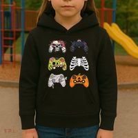 Halloween Skeleton Zombie Gaming Controllers Mummy Kids Hoodie thumb 3