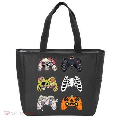 Halloween Skeleton Zombie Gaming Controllers Mummy Tote Bag