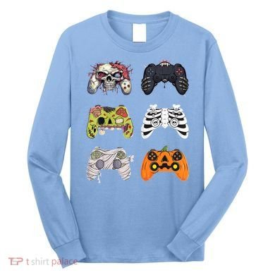 Halloween Skeleton Zombie Gaming Controllers Mummy Long Sleeve Shirt