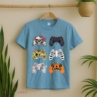 Halloween Skeleton Zombie Gaming Controllers Mummy T-Shirt thumb 2