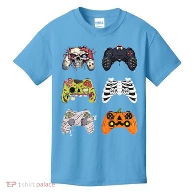 Halloween Skeleton Zombie Gaming Controllers Mummy Kids T-Shirt