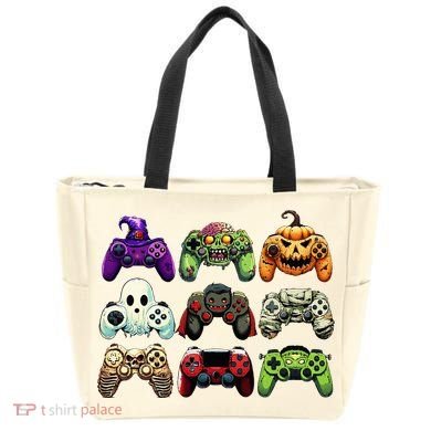 Halloween Skeleton Zombie Gaming Controllers Mummy Tote Bag