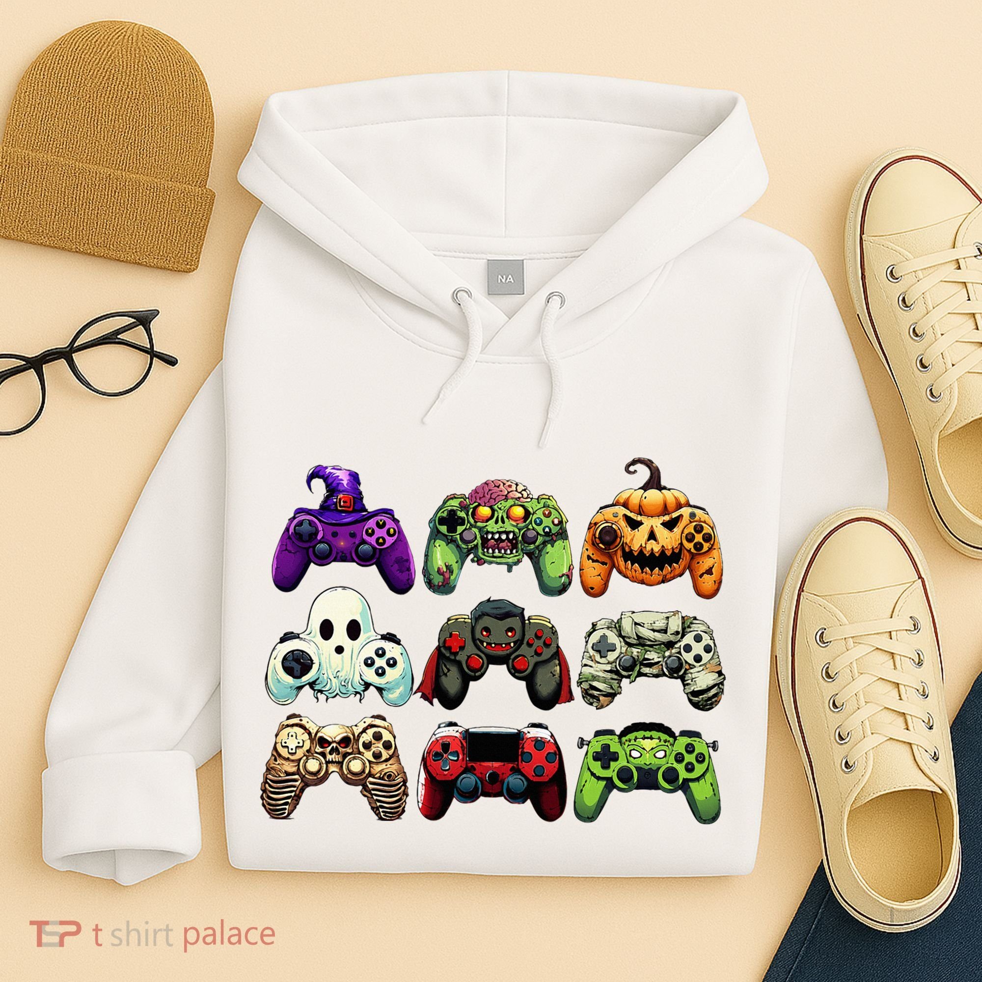 Halloween Skeleton Zombie Gaming Controllers Mummy Hoodie