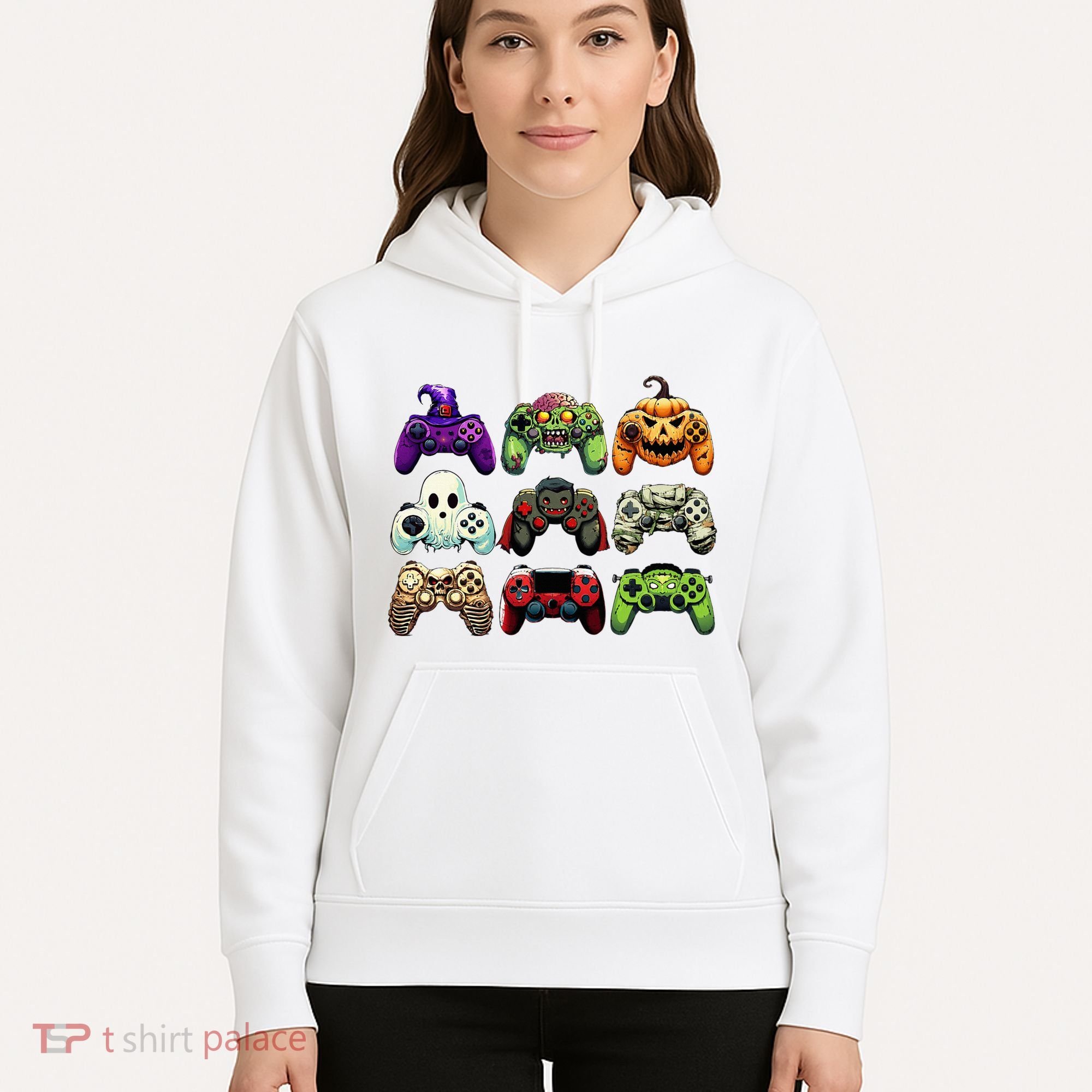 Halloween Skeleton Zombie Gaming Controllers Mummy Hoodie