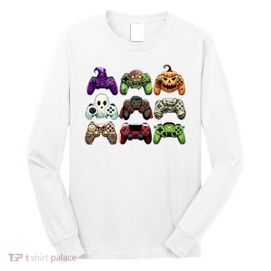 Halloween Skeleton Zombie Gaming Controllers Mummy Long Sleeve Shirt