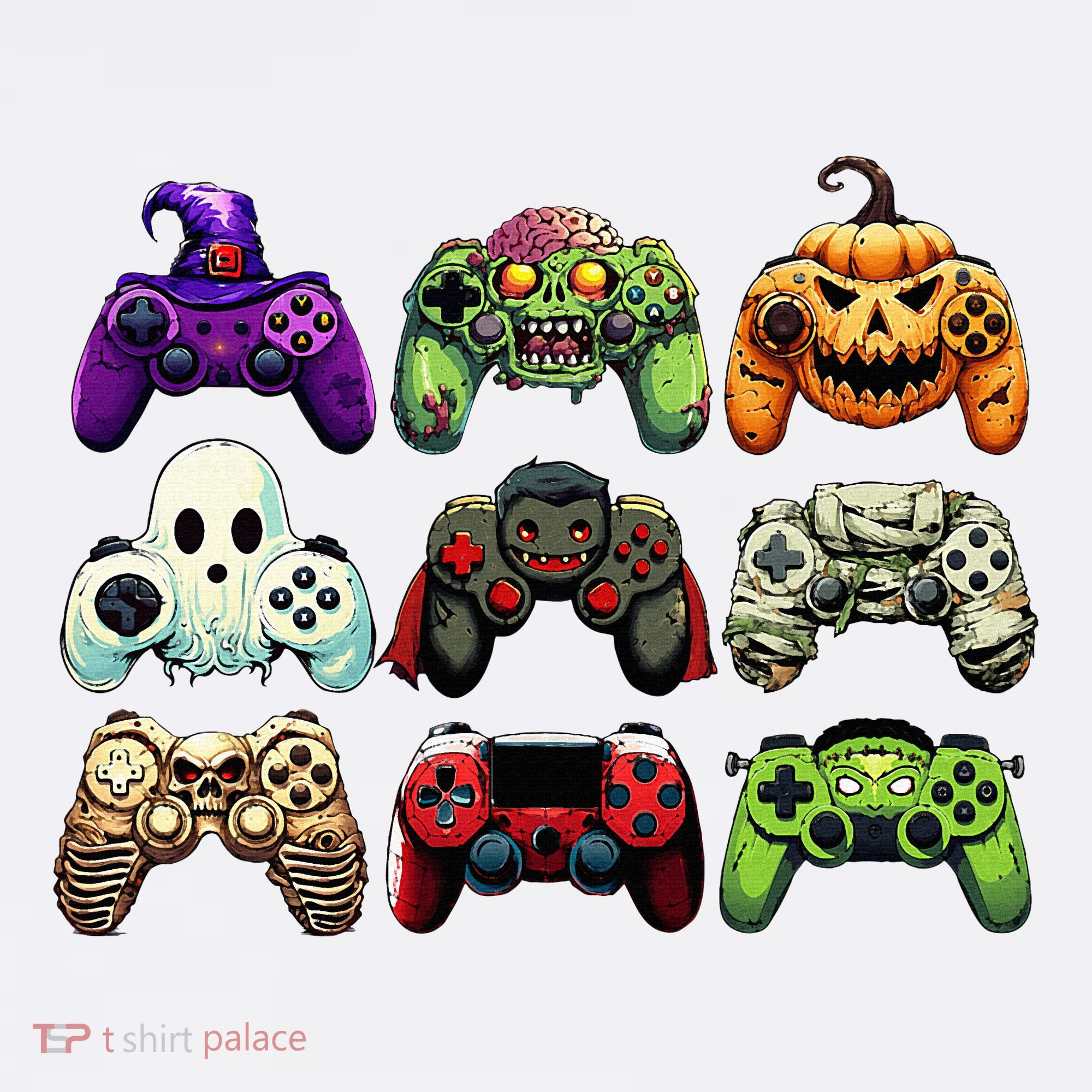 Halloween Skeleton Zombie Gaming Controllers Mummy Long Sleeve Shirt