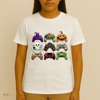 Halloween Skeleton Zombie Gaming Controllers Mummy T-Shirt thumb 4