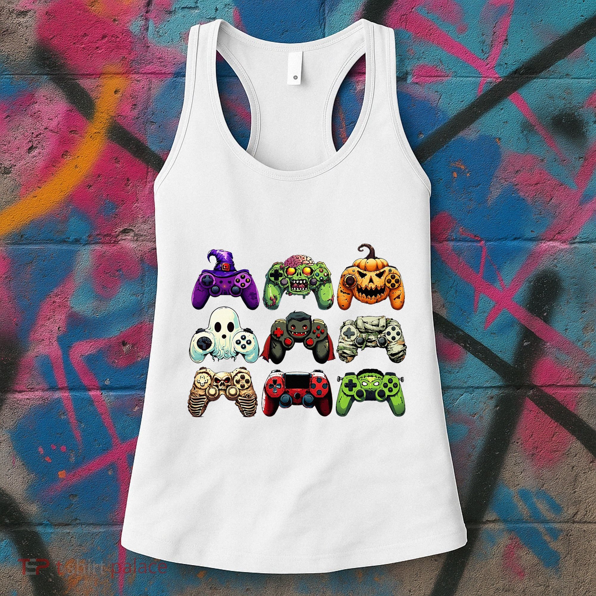Halloween Skeleton Zombie Gaming Controllers Mummy Women's Tank Top