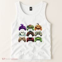 Halloween Skeleton Zombie Gaming Controllers Mummy Tank Top thumb 2